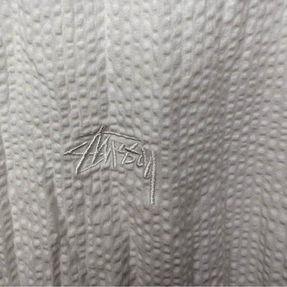 Stussy White Textured Bomber Jacket Streetwear Size Medium GUC - Picture 2 of 8